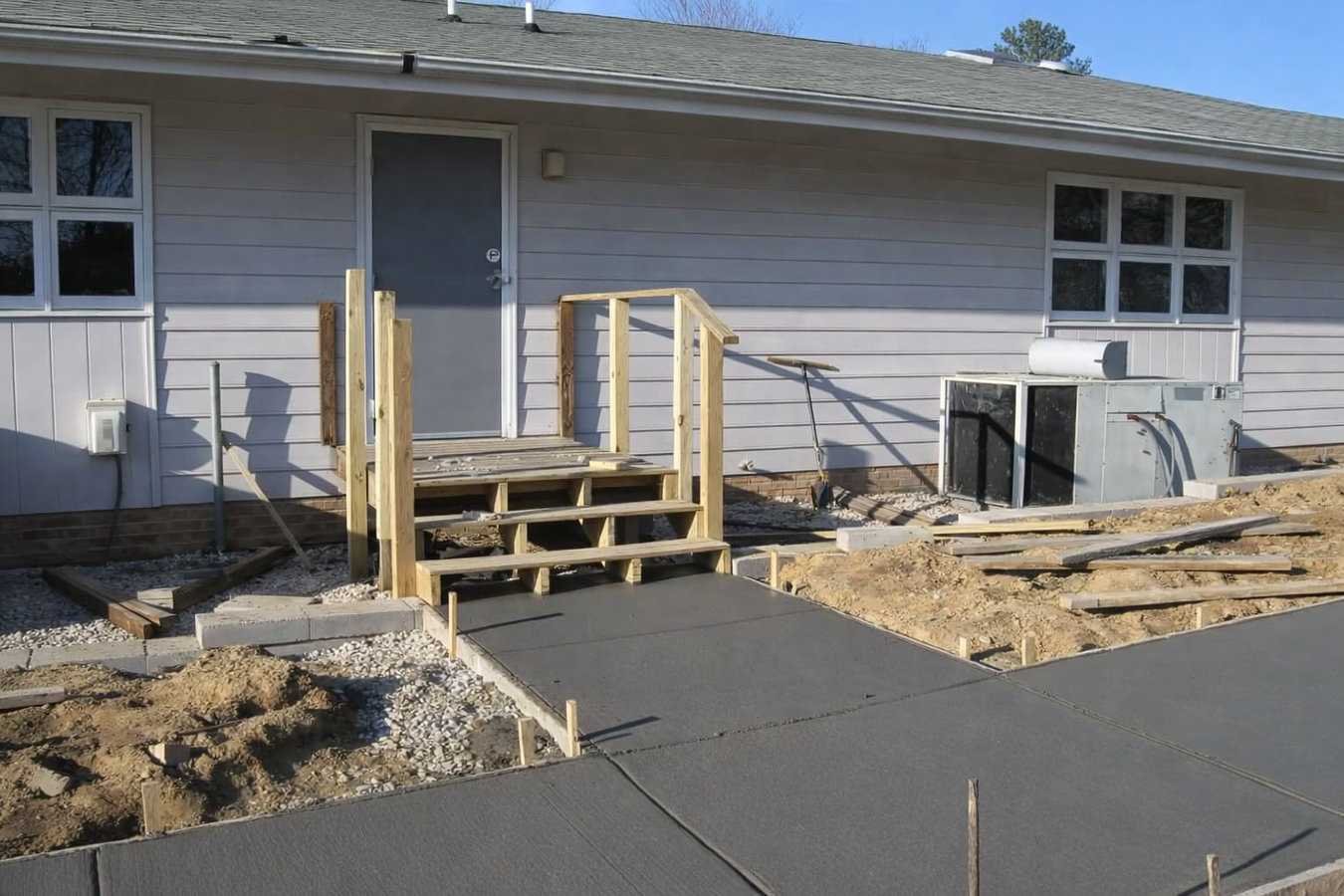 Concrete sidewalk building